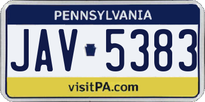 PA license plate JAV5383