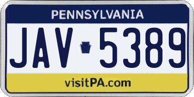 PA license plate JAV5389