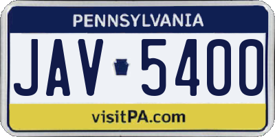 PA license plate JAV5400