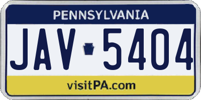 PA license plate JAV5404