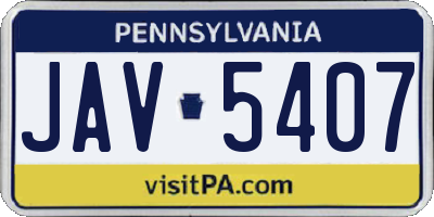 PA license plate JAV5407