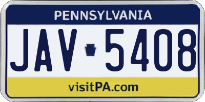 PA license plate JAV5408