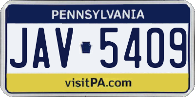 PA license plate JAV5409