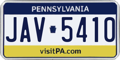 PA license plate JAV5410