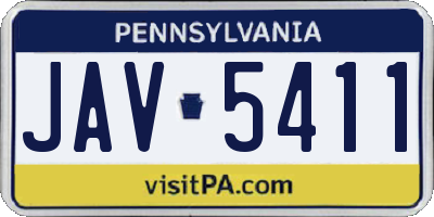 PA license plate JAV5411