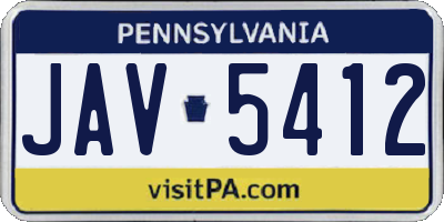 PA license plate JAV5412