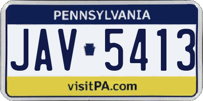 PA license plate JAV5413