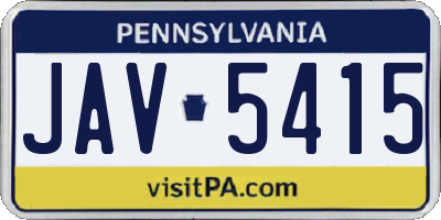 PA license plate JAV5415