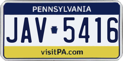 PA license plate JAV5416