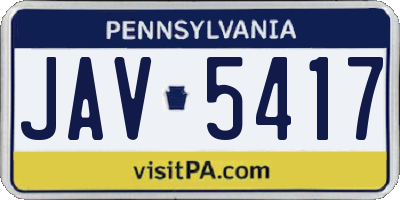 PA license plate JAV5417