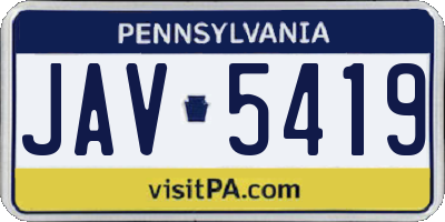 PA license plate JAV5419