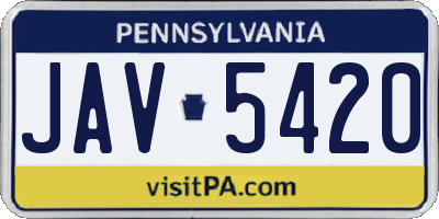 PA license plate JAV5420