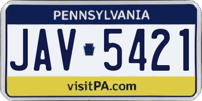 PA license plate JAV5421