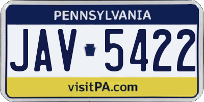 PA license plate JAV5422