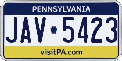 PA license plate JAV5423