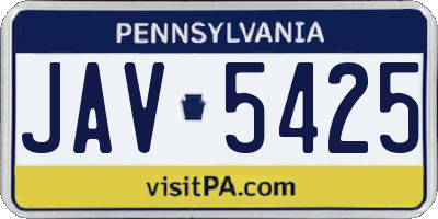 PA license plate JAV5425