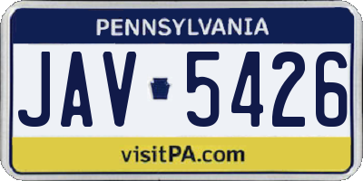 PA license plate JAV5426