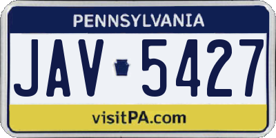 PA license plate JAV5427