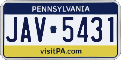 PA license plate JAV5431