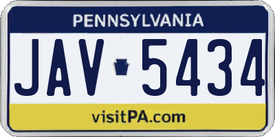 PA license plate JAV5434