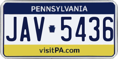 PA license plate JAV5436