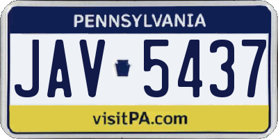 PA license plate JAV5437