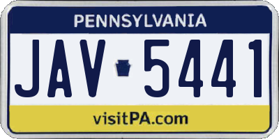 PA license plate JAV5441