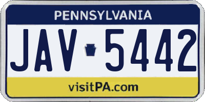 PA license plate JAV5442