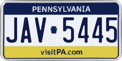 PA license plate JAV5445