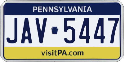 PA license plate JAV5447