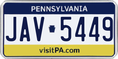 PA license plate JAV5449