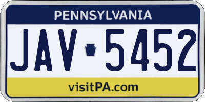 PA license plate JAV5452