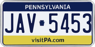 PA license plate JAV5453