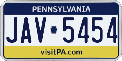 PA license plate JAV5454