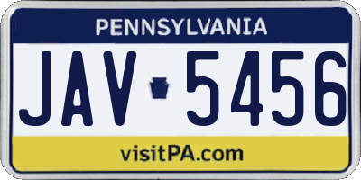 PA license plate JAV5456