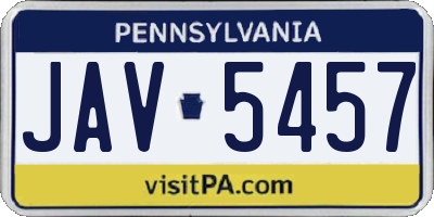 PA license plate JAV5457