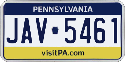 PA license plate JAV5461