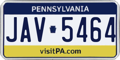 PA license plate JAV5464