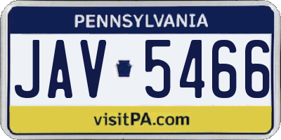 PA license plate JAV5466