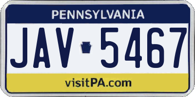 PA license plate JAV5467