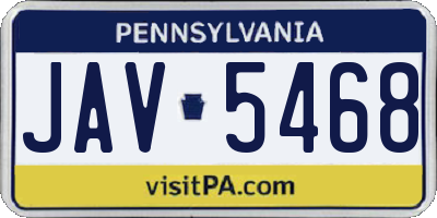 PA license plate JAV5468