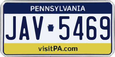 PA license plate JAV5469