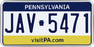 PA license plate JAV5471