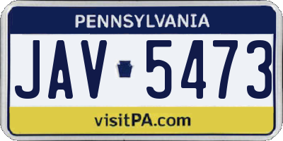 PA license plate JAV5473