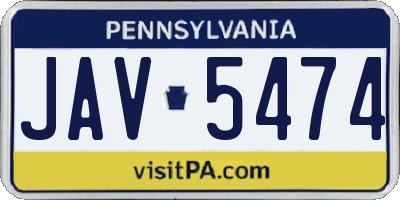 PA license plate JAV5474