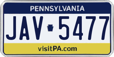 PA license plate JAV5477