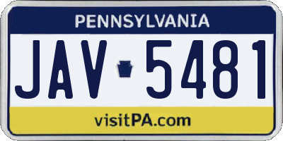 PA license plate JAV5481
