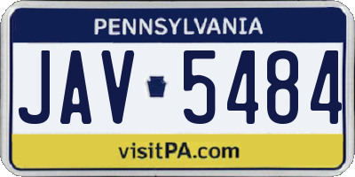 PA license plate JAV5484