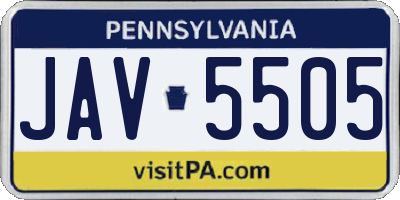 PA license plate JAV5505