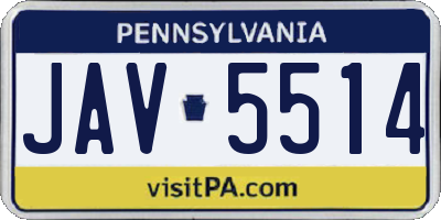 PA license plate JAV5514